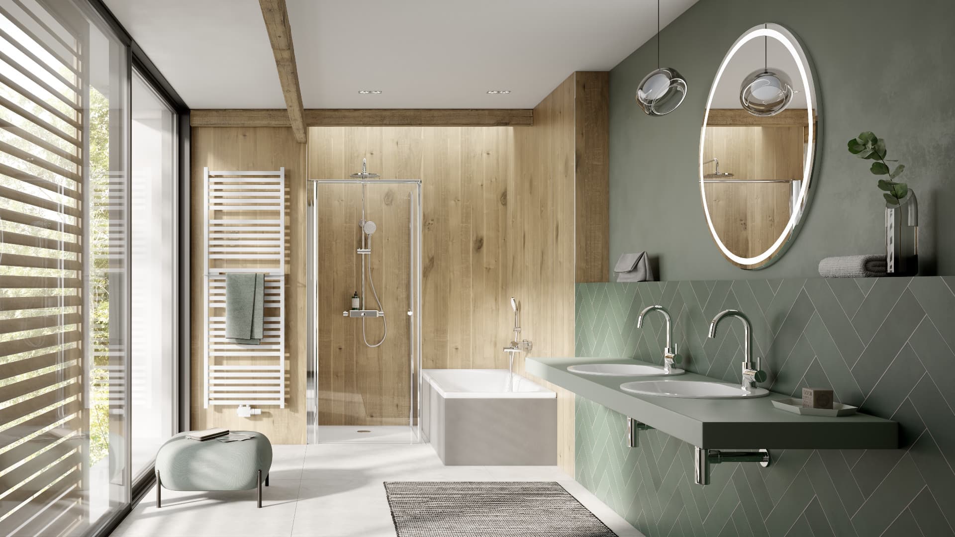 Badkamerrenovatie met natuurlijke materialen en kleuren